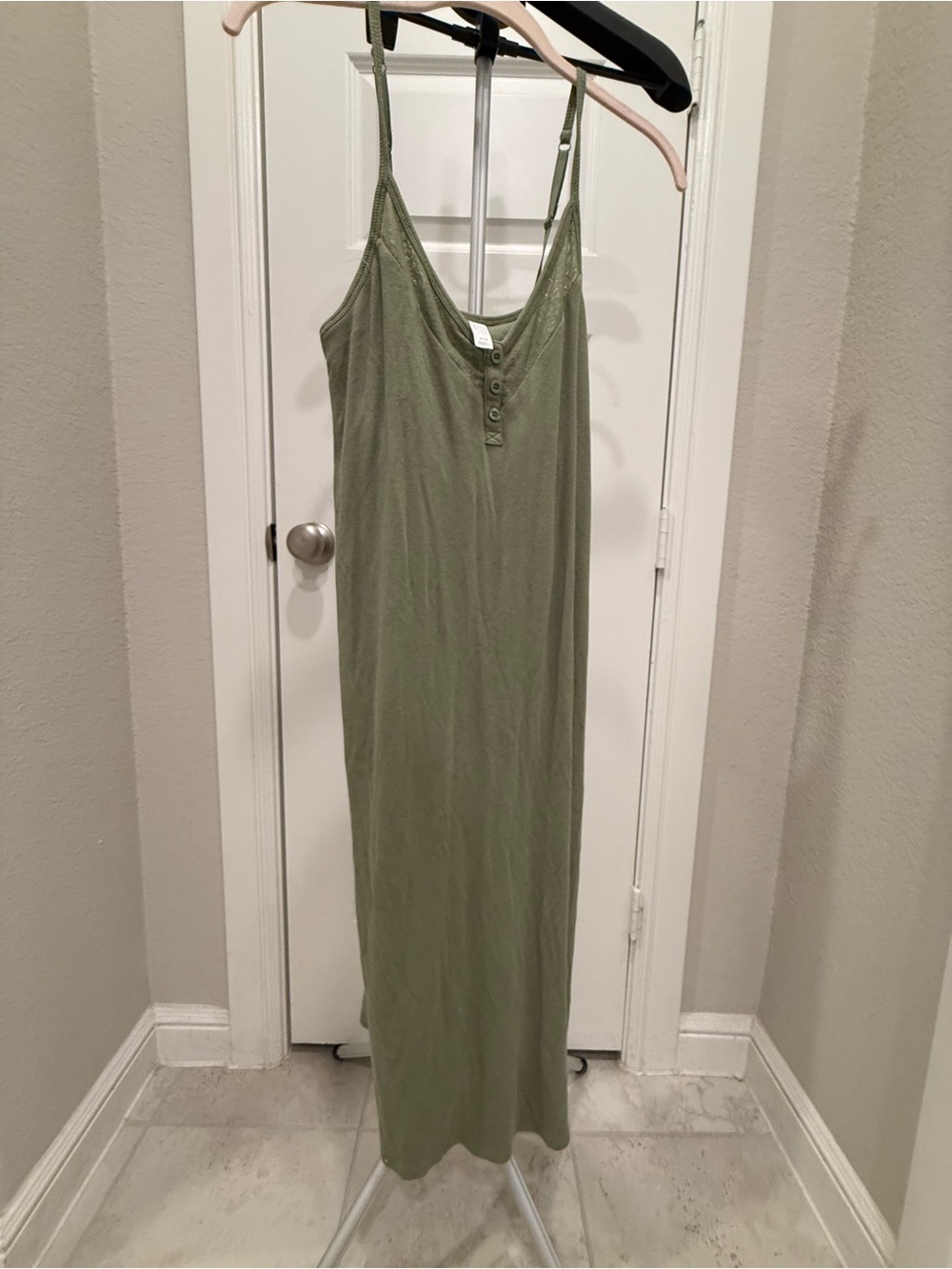 Olive Green Spaghetti Strap Maxi Dress